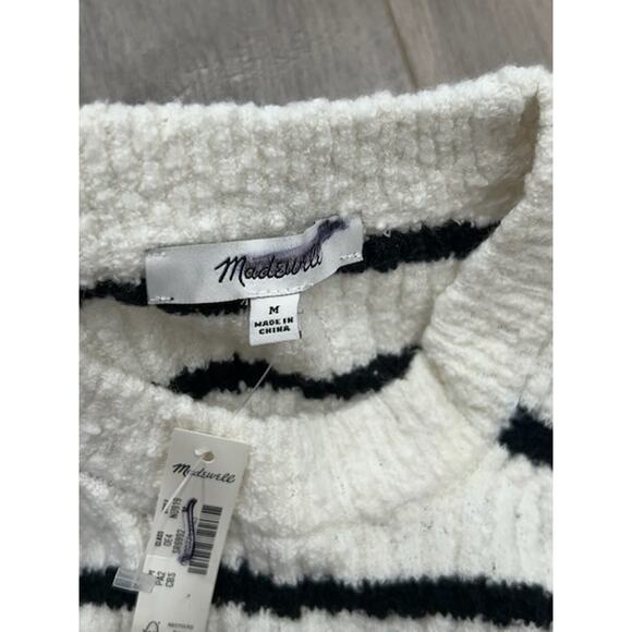 Madewell Bouclé-Knit Sweater Tank Top Crewneck Stripe Cream Black Size M NWT - Picture 8 of 10